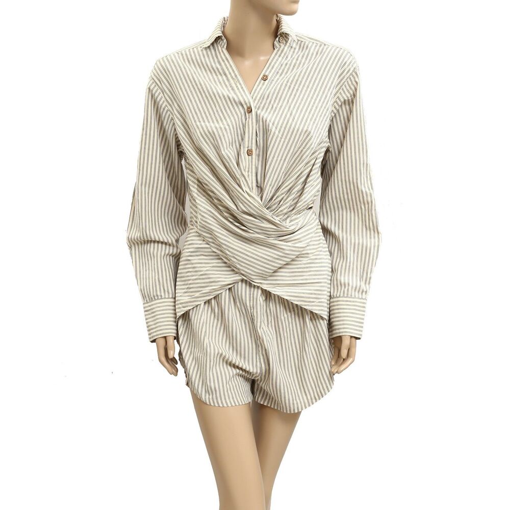 Free People Free-est Real Time Relaxed Romper Dress Wrap Striped Print S 283197
